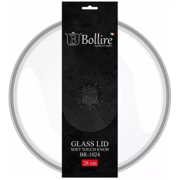 Stikla vāks 28 cm BOLLIRE BR-1024 — rūdīts stikls,