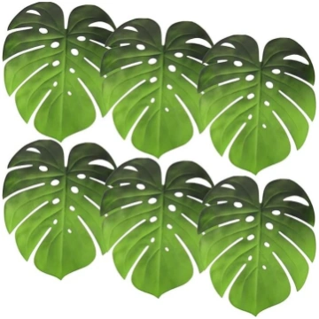 DECHOUS Eva Pack of 6 Monstera Leaf Placemats, Gre