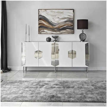 Konsole, Hanah Home, balta Sudrabs, 180 x 80 x 40,