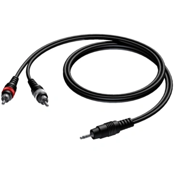 Kabel Procab Jack 3.5mm - RCA (Cinch) x2 10m czarn