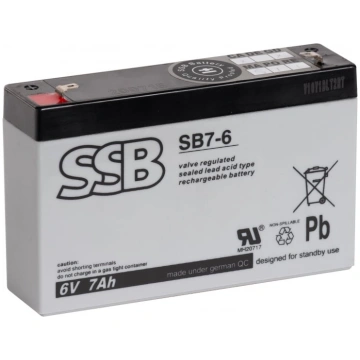 Akumulators (AGM) SSB SB 7Ah 6V F1 VRLA (SB 7-6)