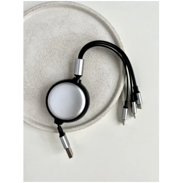 ĀTRĀS UZLĀDES USB KABELIS, 3IN1, MELNS