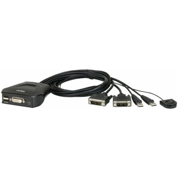 Aten 2-Port USB DVI Cable KVM Switch with Remote P