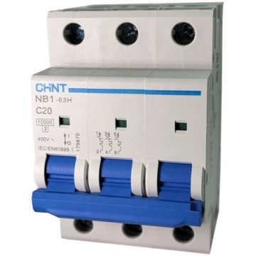 Automātslēdzis 3P C 20A 10kA DB (NB1-63H) CHINT