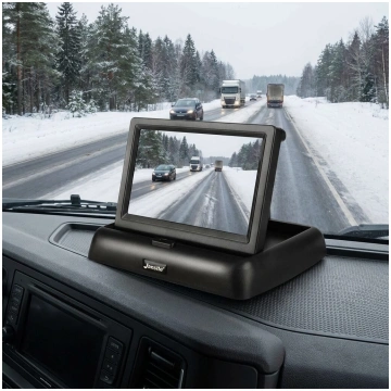 Auto monitors 4.3 collas LCD, salokāms, 12V/24V, 2