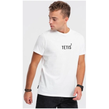 Vīriešu balts T-krekls Dad Square (melns)