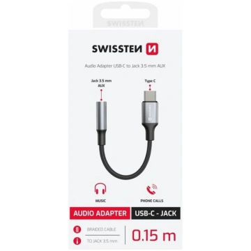 Swissten USB-C uz 3.5mm Audio Adapteris 15cm 73502