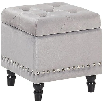 Beliani Loretto Glamour Look Square Velvet Stool w