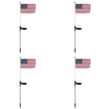 4 Stück US-Flaggen-Solar-Gartenlichter, amerikanis