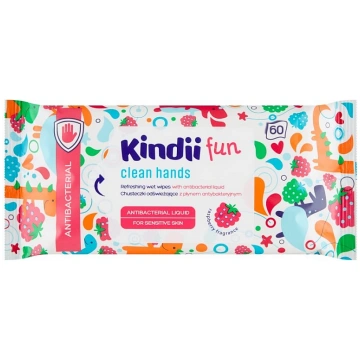 KINDII Fun Mitrās salvetes rokam ar antibakteriālo