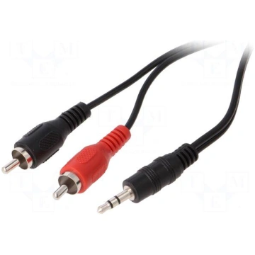 Cable | Jack 3.5mm plug,RCA plug x2 | 10m | black 