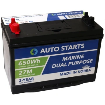 AUTO STARTS MARINE DUAL PURPOSE BATTERY 27M 650Wh 