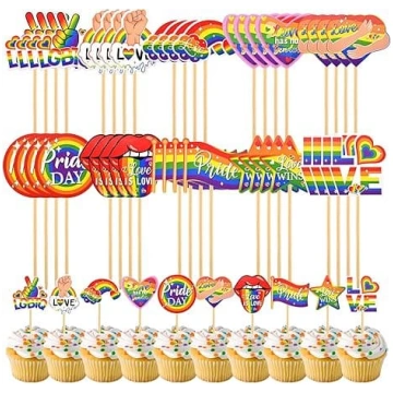 Komplektā 40 varavīksnes lepnuma cupcake Toppers R