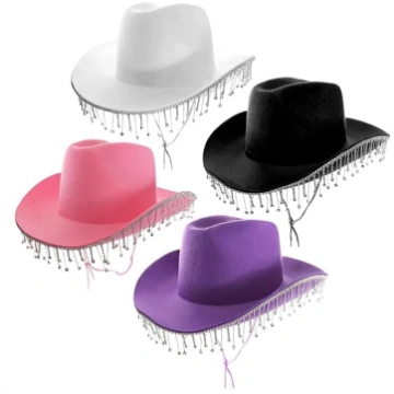 Cowgirl cepures ar rhinestones 4 Pack Black Pink P
