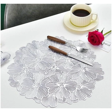 PVC Washable Place Mats, Set of 6, Flower-Shaped P