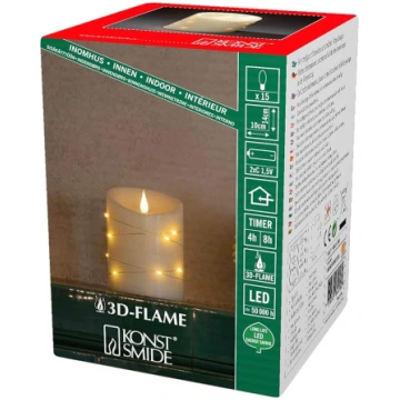 Konstsmide LED īsta vaska svece, krēmīgi balta, 3D
