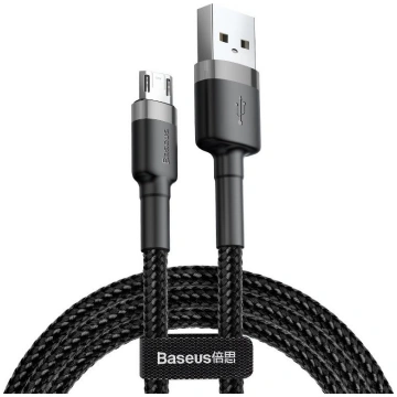 Micro USB kabelis 2.4A 1m, Baseus Cafule CAMKLF-BG