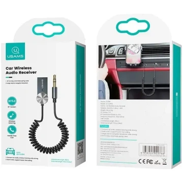 USAMS Adapter audio Bluetooth 5.0 USB-AUX szary|ta