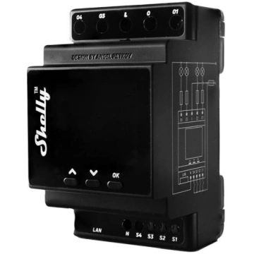 Shelly DIN Rail Smart Switch Pro 4PM with power me