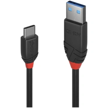 Lindy 0.5m USB 3.2 Type A to C Cable 3A, Black Lin