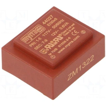 Transformer: encapsulated | 0.6VA | 117VAC | 12V |