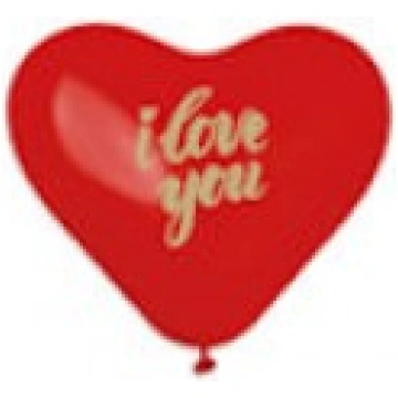 Baloni 24,5cm - sarkana sirds, "I love you" GEMAR 