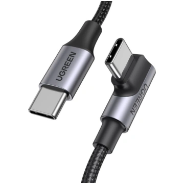 USB-C pīts leņķa kabelis 480Mbps 2m melns pelēks U