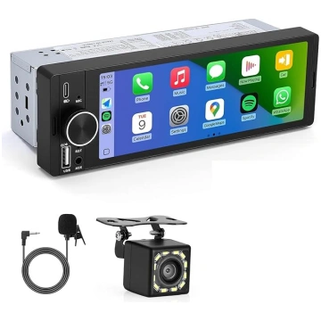 1 DIN auto radio ar bezvadu CarPlay un Android Car