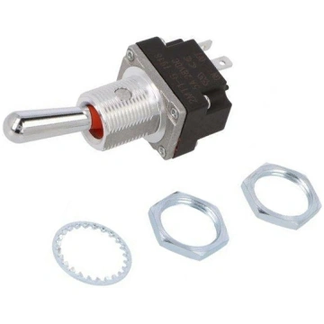 Switch: toggle; Pos: 2; DPDT; (ON)-OFF; 5A/28VAC; 