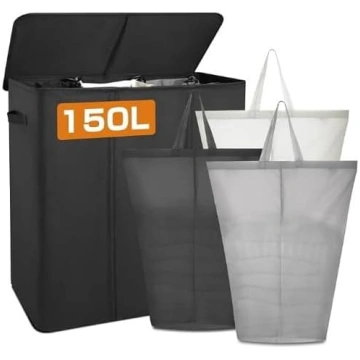 GMISUN veļas grozs, 3 nodalījumi, 150 L veļas groz