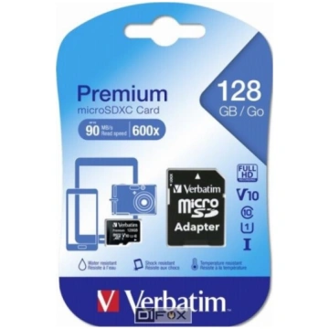 Verbatim microSDXC 128GB Class 10 UHS-I incl Adapt