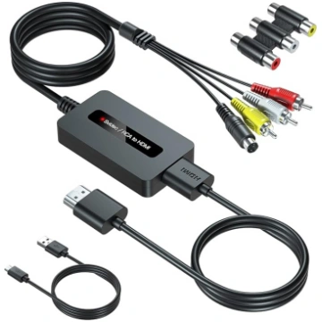 SUNNATCH RCA Svideo uz HDMI pārveidotājs ar Svideo