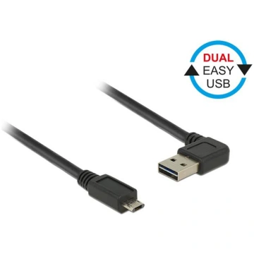 Cable l USB micro AM-BM 2.0 2m black right angle l