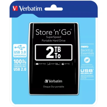 Cietais disks Verbatim 2TB USB 3.0 Melns