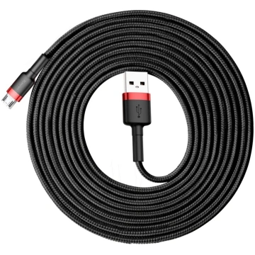 Izturīgs neilona microUSB kabelis 2A 3M melns un s