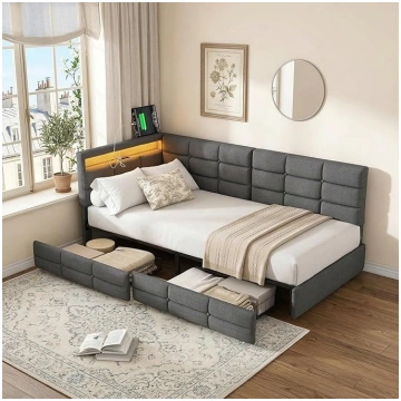 Corner Sofa Bed 90 x 200 cm with Storage Space and