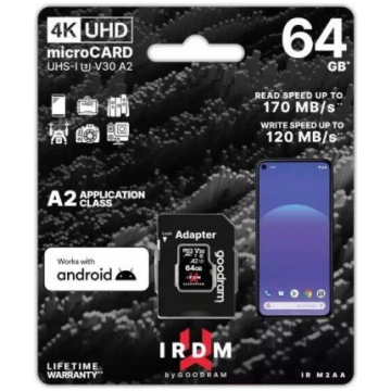 Goodram 64GB IRDM MicroSDXC Atmiņas karte + Adapte