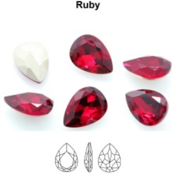 A4320 Pear Fancy kristāli 14x10mm Ruby (4 gab) - A