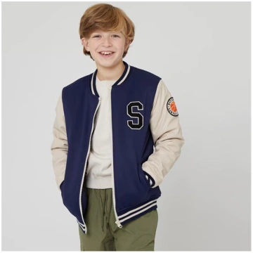 Kids' College Faux Leather Long Sleeve Varsit