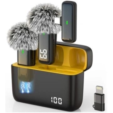 Bezvadu piespraužamais mikrofons ar USB-C savienoj