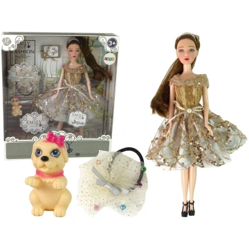 LeanToys Lalka Dla Dzieci Emily z Pieskiem Dlugie 