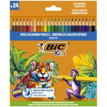 BIC Krāsainie zīmuļi Kids Smooth 24 krāsu komplekt