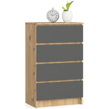 Kumode NORE K60 ar 4-ām atvilktnēm, brūna/pelēka