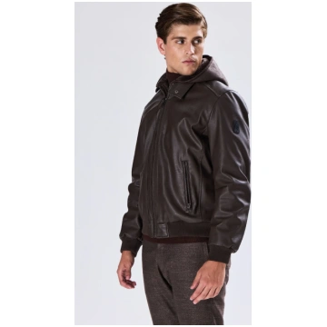 Faux Leather Bomber Jacket Sartoria Italiana