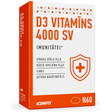 D3 VITAMĪNS 4000SV - imunitātei - 60 kapsulas