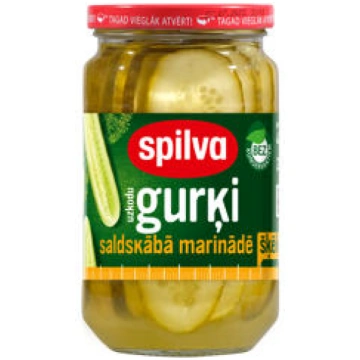 Gurķi uzkodām SPILVA saldskābā marinādē 460g