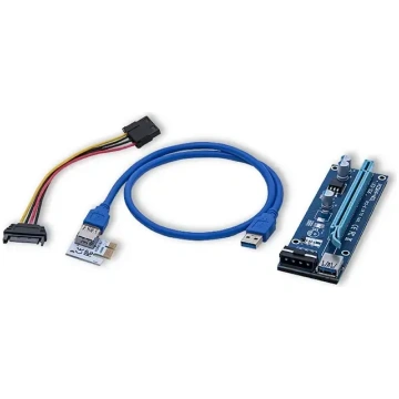 Qoltec PCI-E 1x to 16x Riser | USB 3.0 ver. | SATA