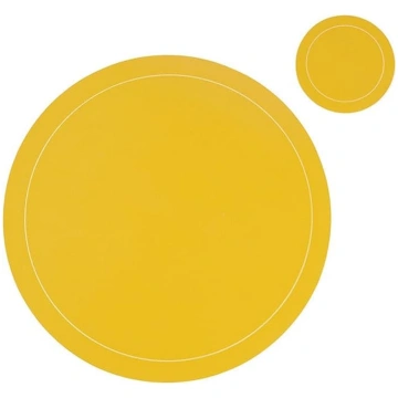 2-Piece Plain Round Leather Placemat, Modern, Simp
