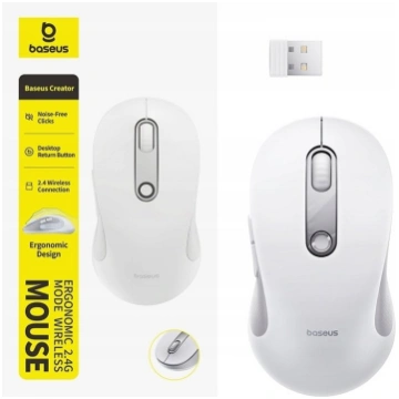 Baseus F02 USB 2.4GHz Wireless Mouse - White (6932