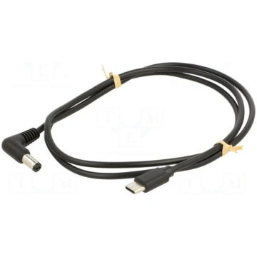 Cable | USB C plug,DC 5,5/2,1 plug | angled | blac